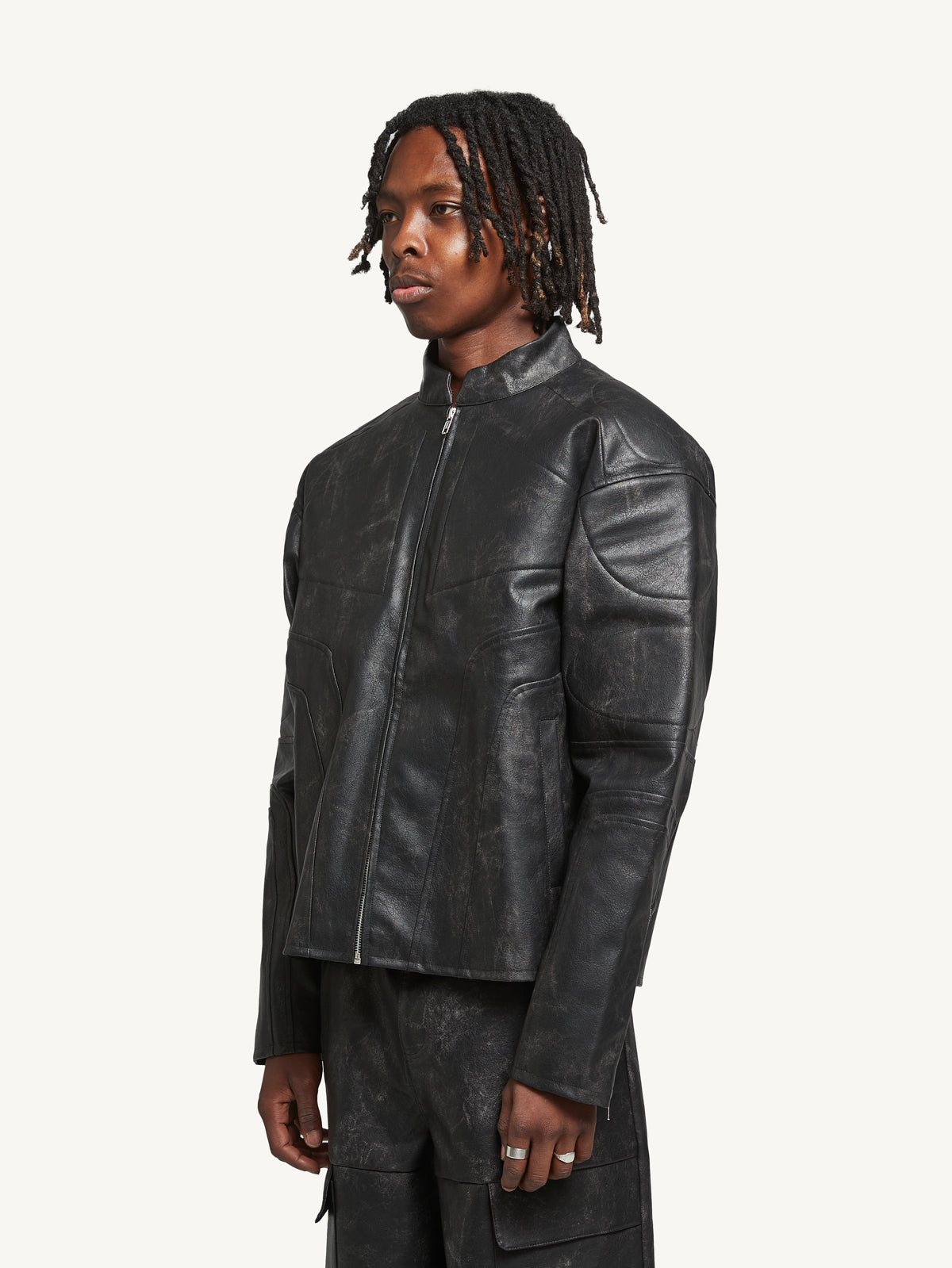 FUME LEATHER JACKET - BLACK