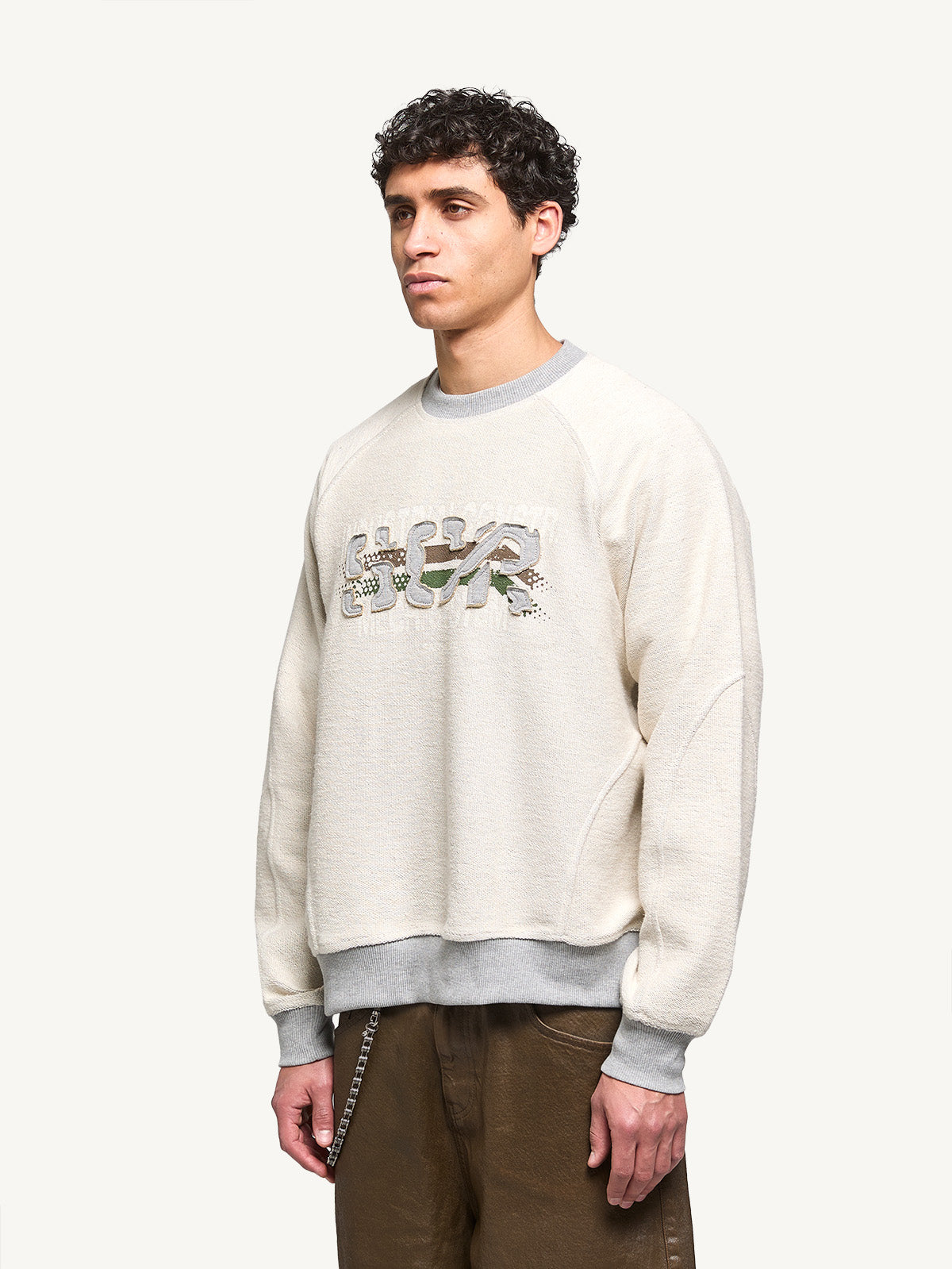 CRACKED SCR SWEATER - GREY MELANGE