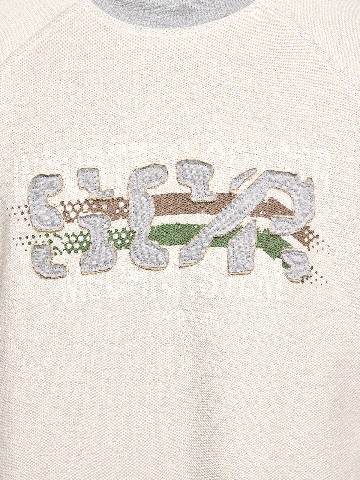 CRACKED SCR SWEATER - GREY MELANGE