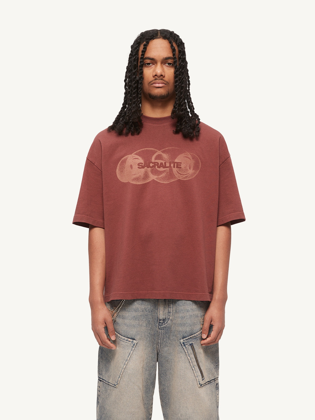 ECHOES TSHIRT - RED ACID WASH