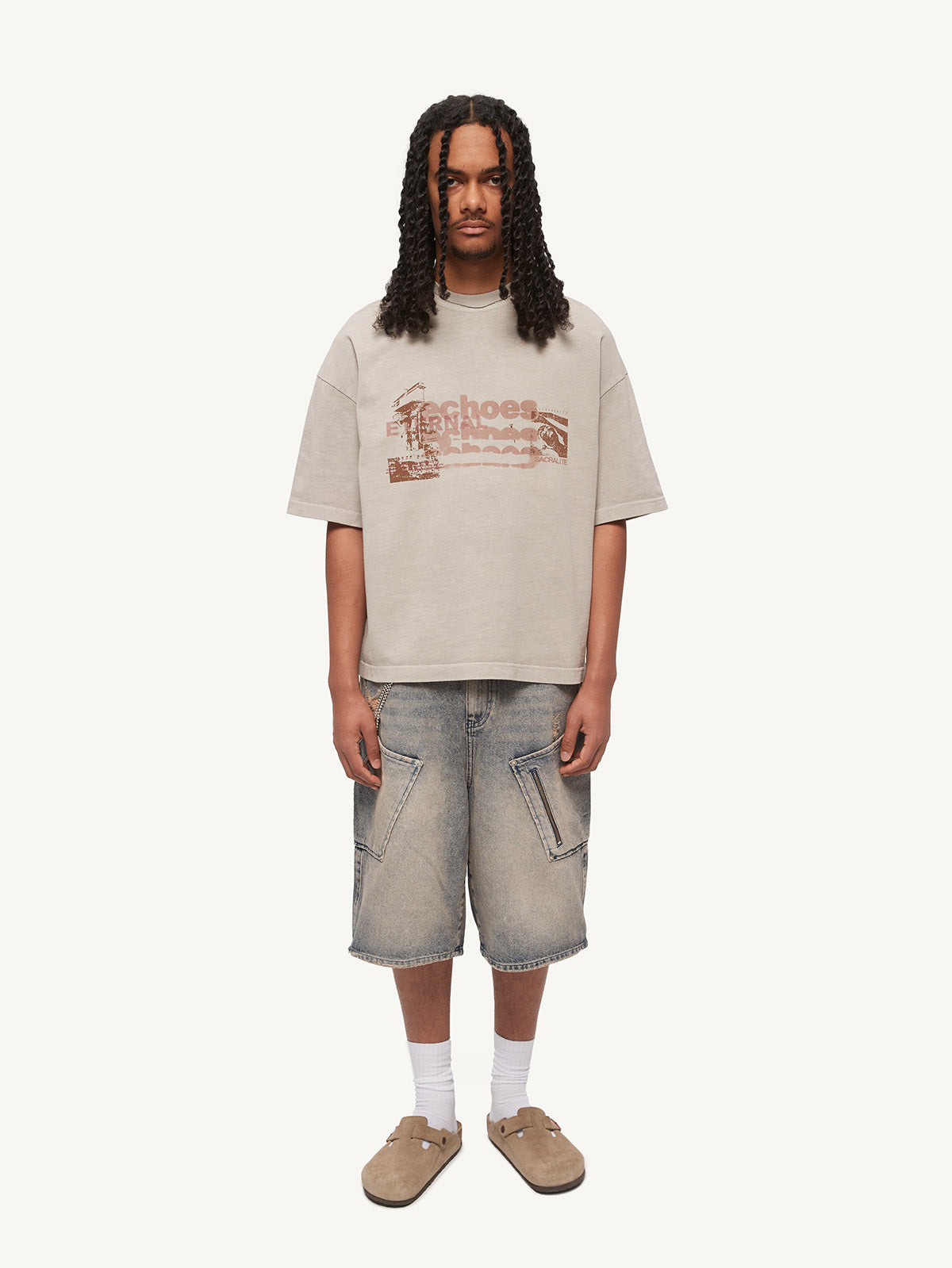 ECHOES TSHIRT - GREY ACID WASH
