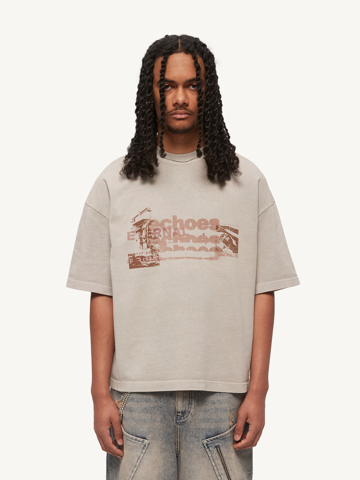 ECHOES TSHIRT - GREY ACID WASH