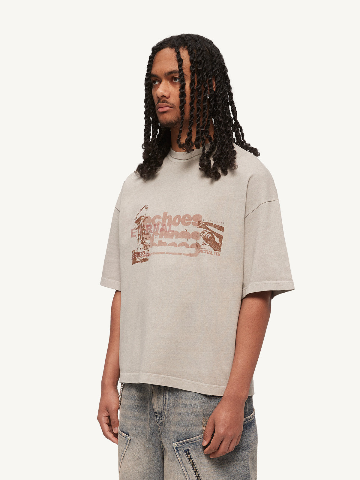 ECHOES TSHIRT - GREY ACID WASH