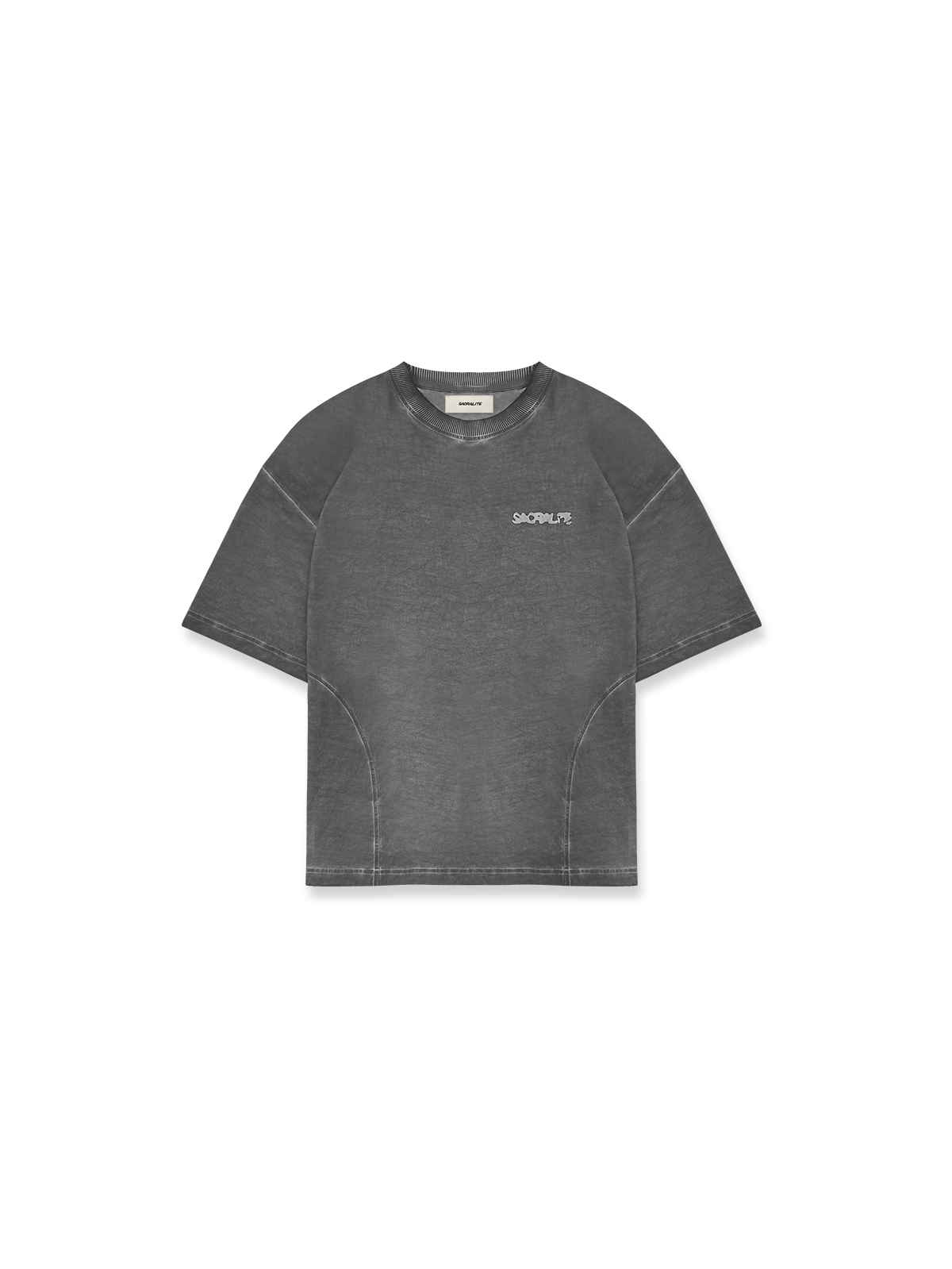 LOGO TSHIRT - GREY ACID WASHED