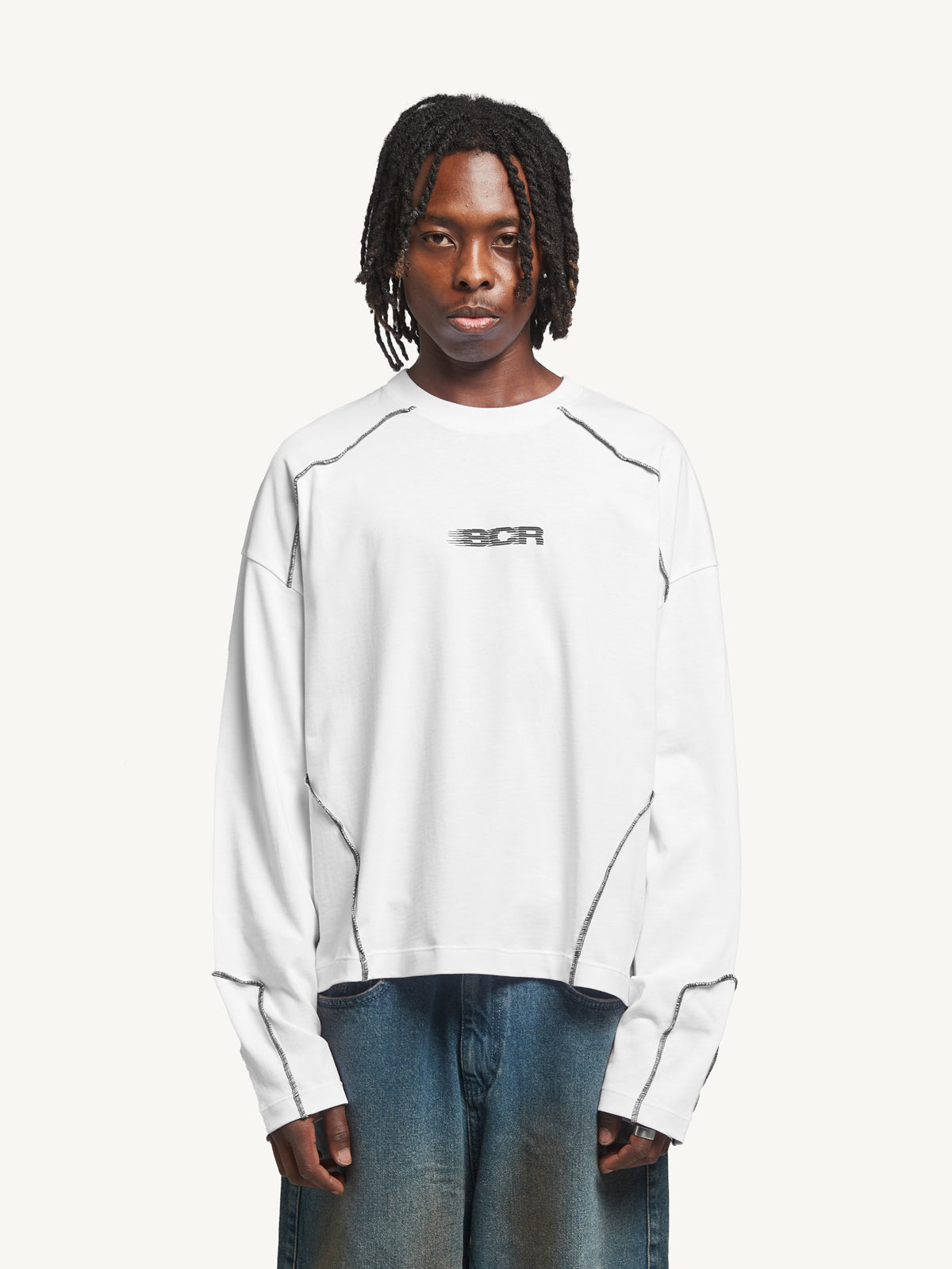 RUSTIC STITCH LONGSLEEVE - WHITE