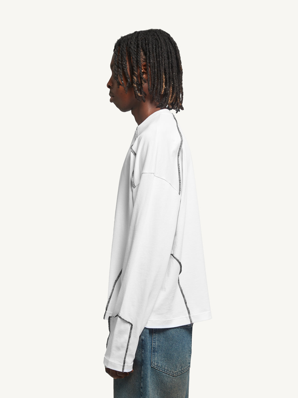 RUSTIC STITCH LONGSLEEVE - WHITE