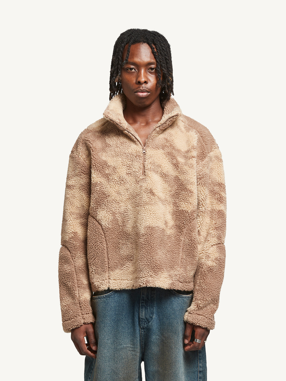 FLEECE HALF ZIP - BROWN