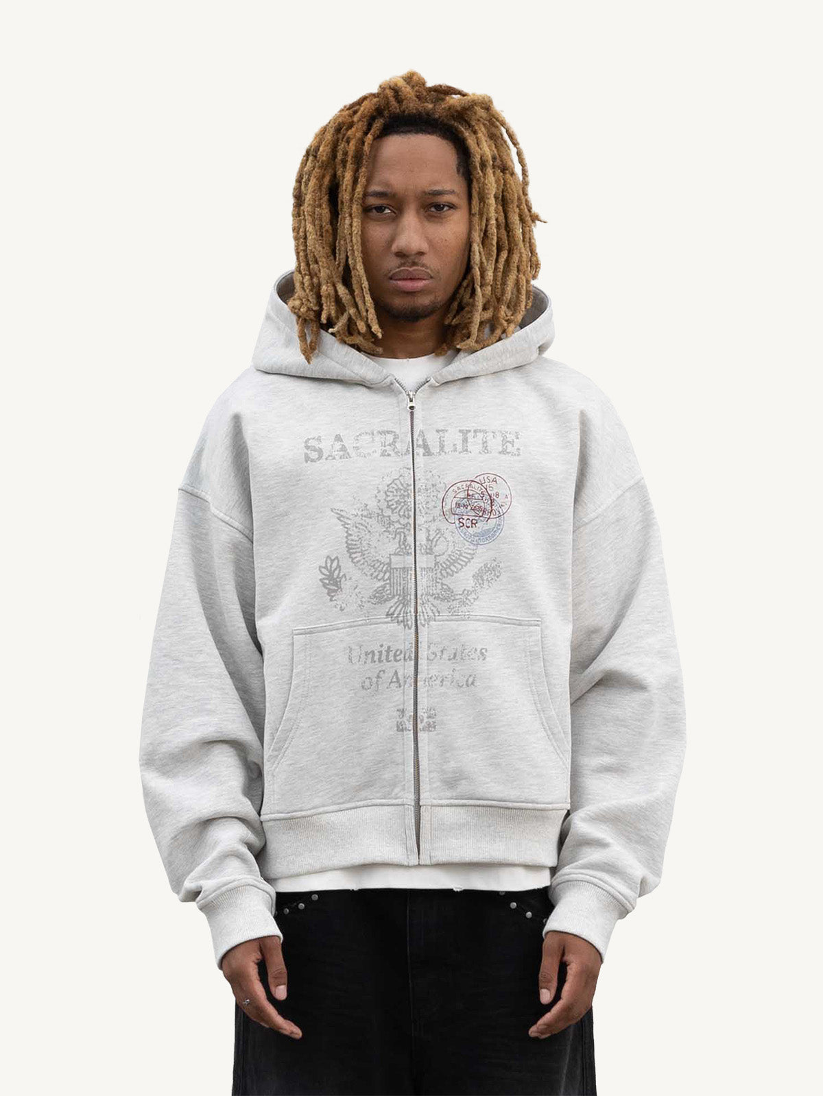 PASSPORT ZIP HOODIE - MELANGE GREY