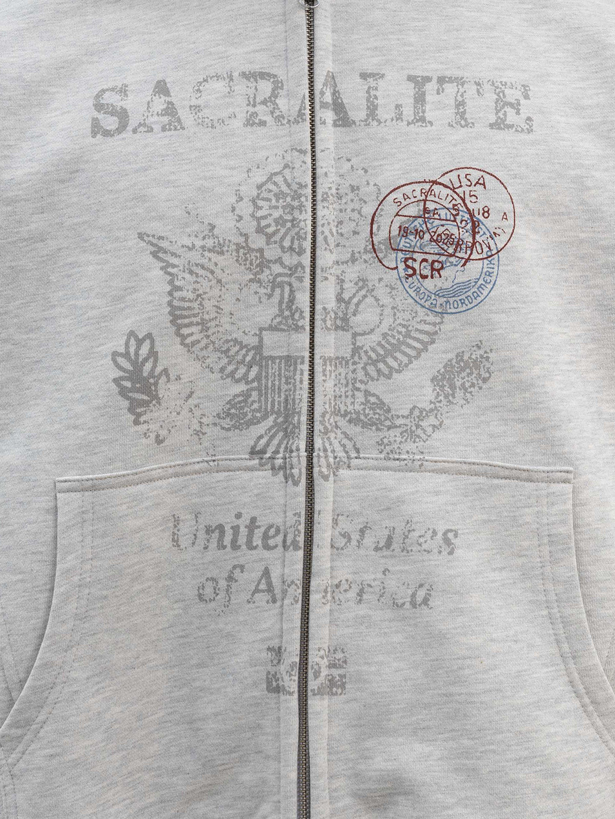 PASSPORT ZIP HOODIE - MELANGE GREY