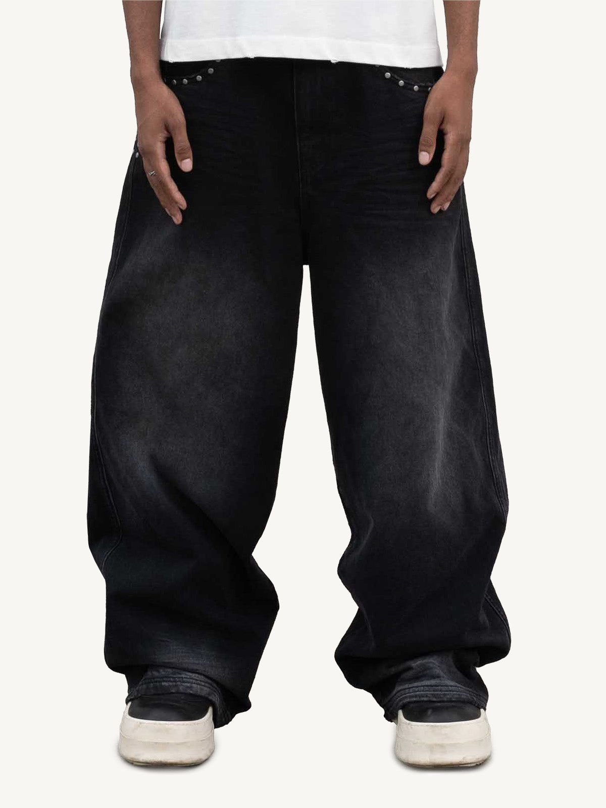 RIVET DENIM - WASHED GREY