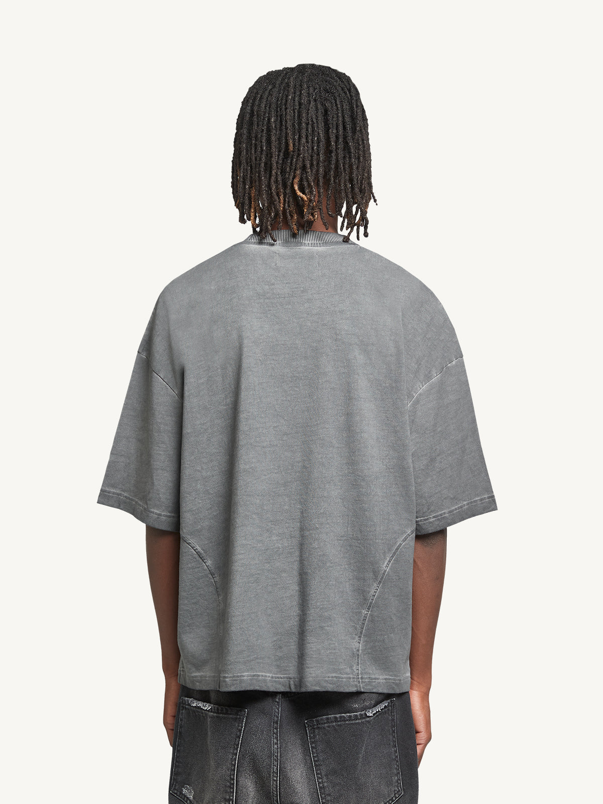 LOGO TSHIRT - GREY ACID WASHED