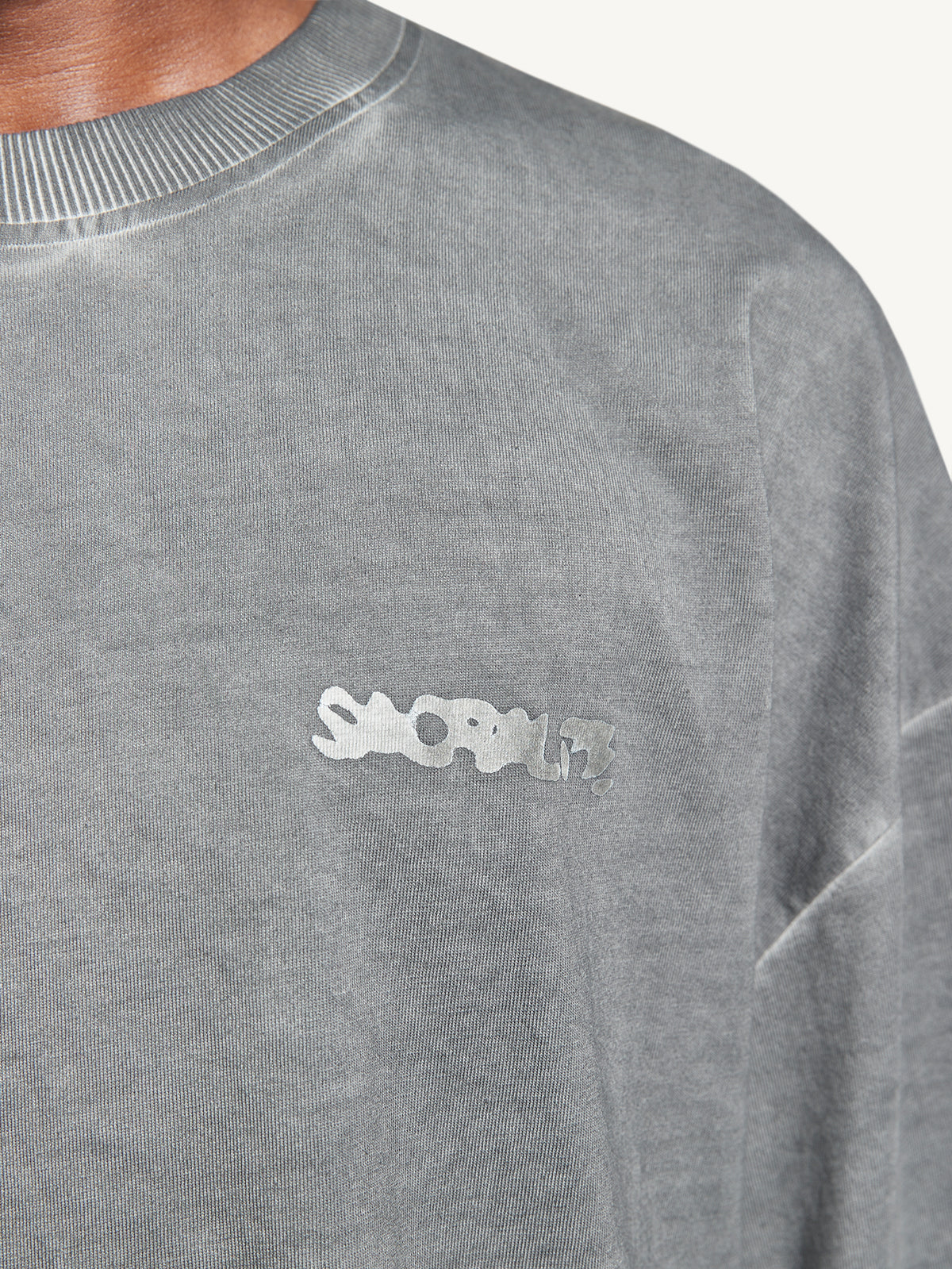 LOGO TSHIRT - GREY ACID WASHED
