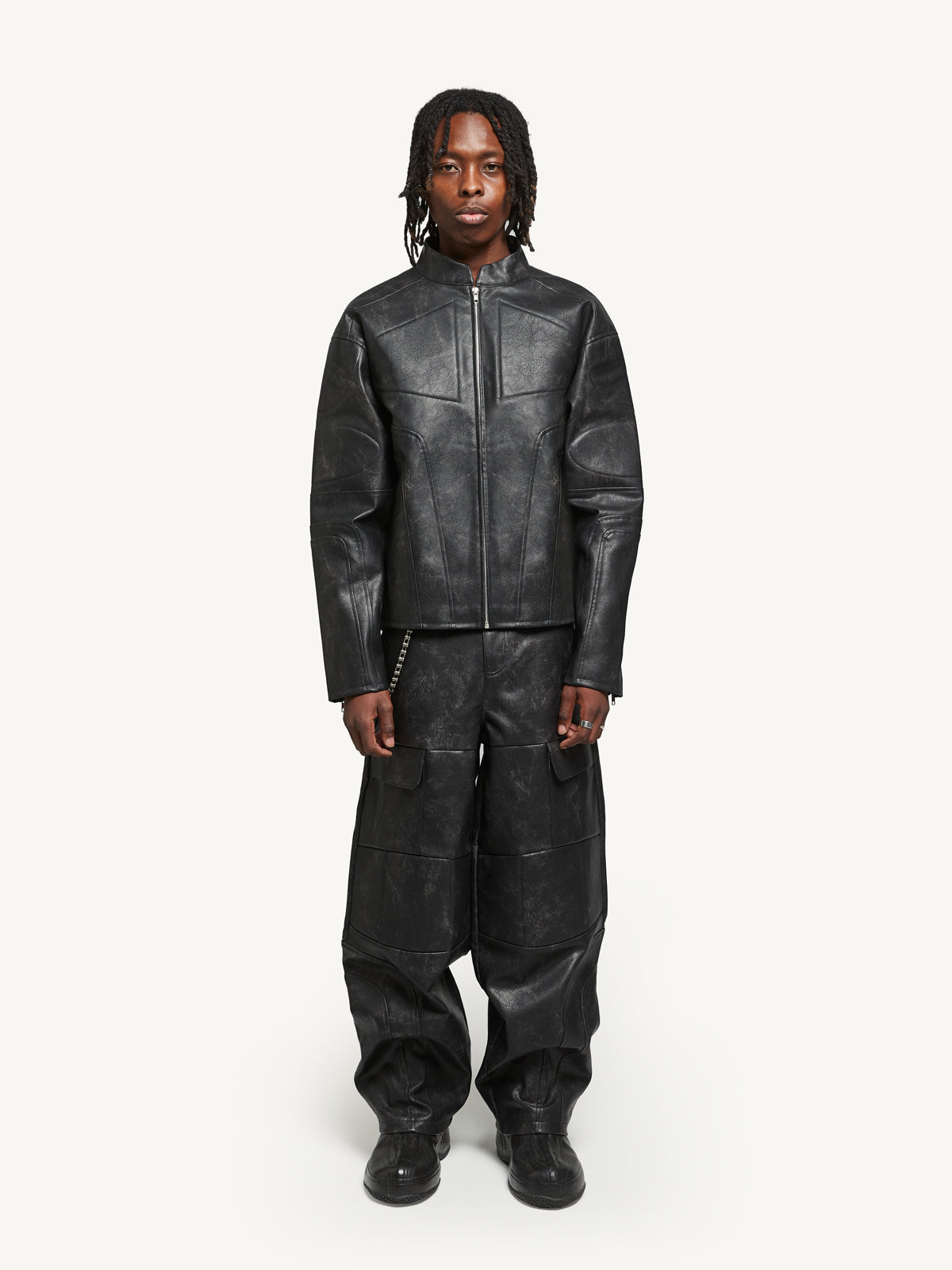 FUME LEATHER JACKET - BLACK