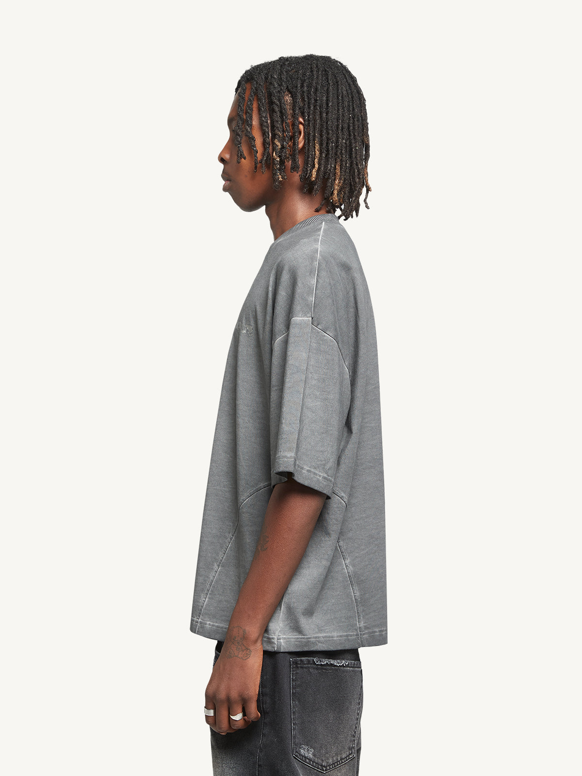 LOGO TSHIRT - GREY ACID WASHED