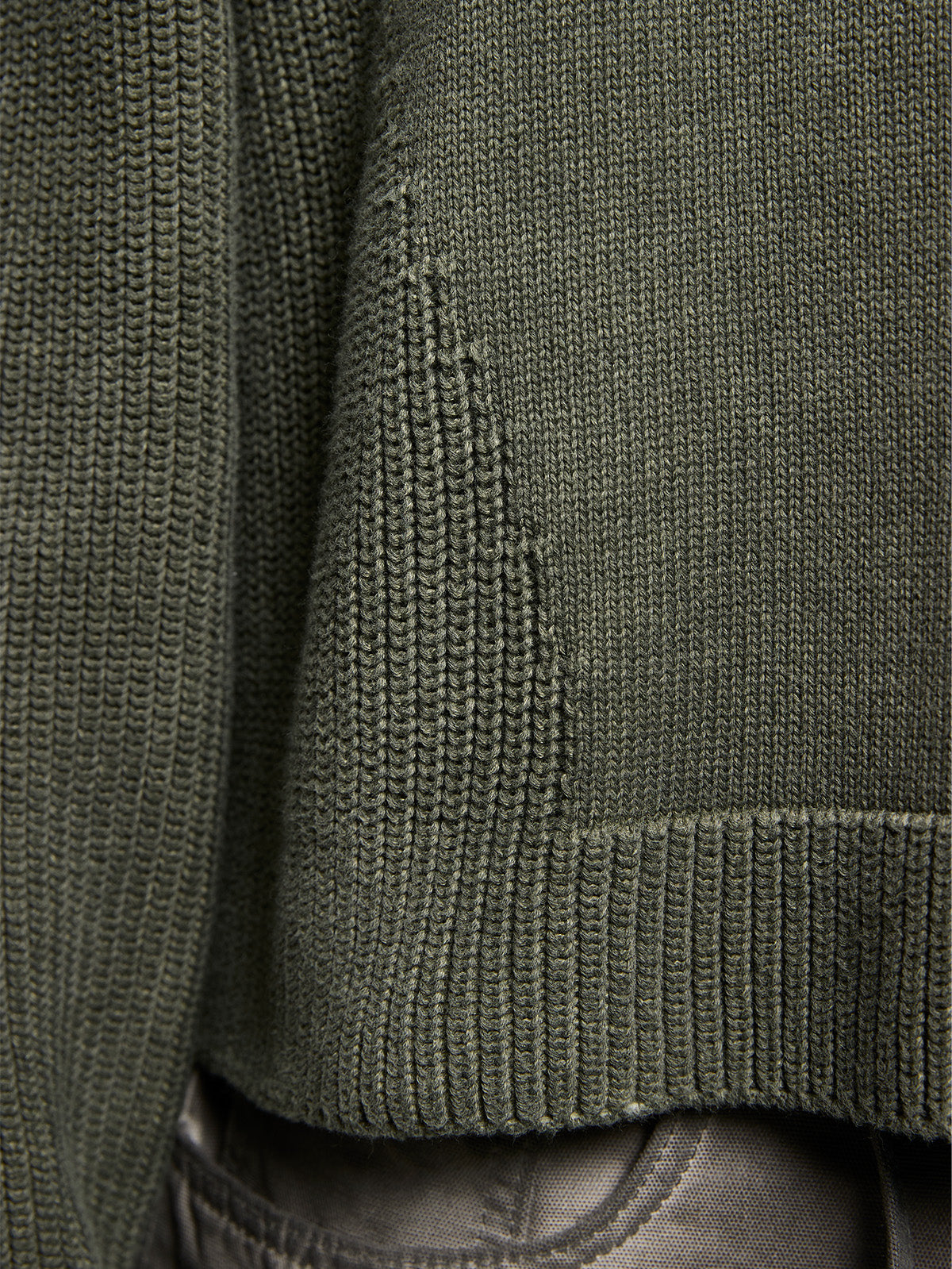 OIL WASHED KNIT HALF ZIP - GREEN