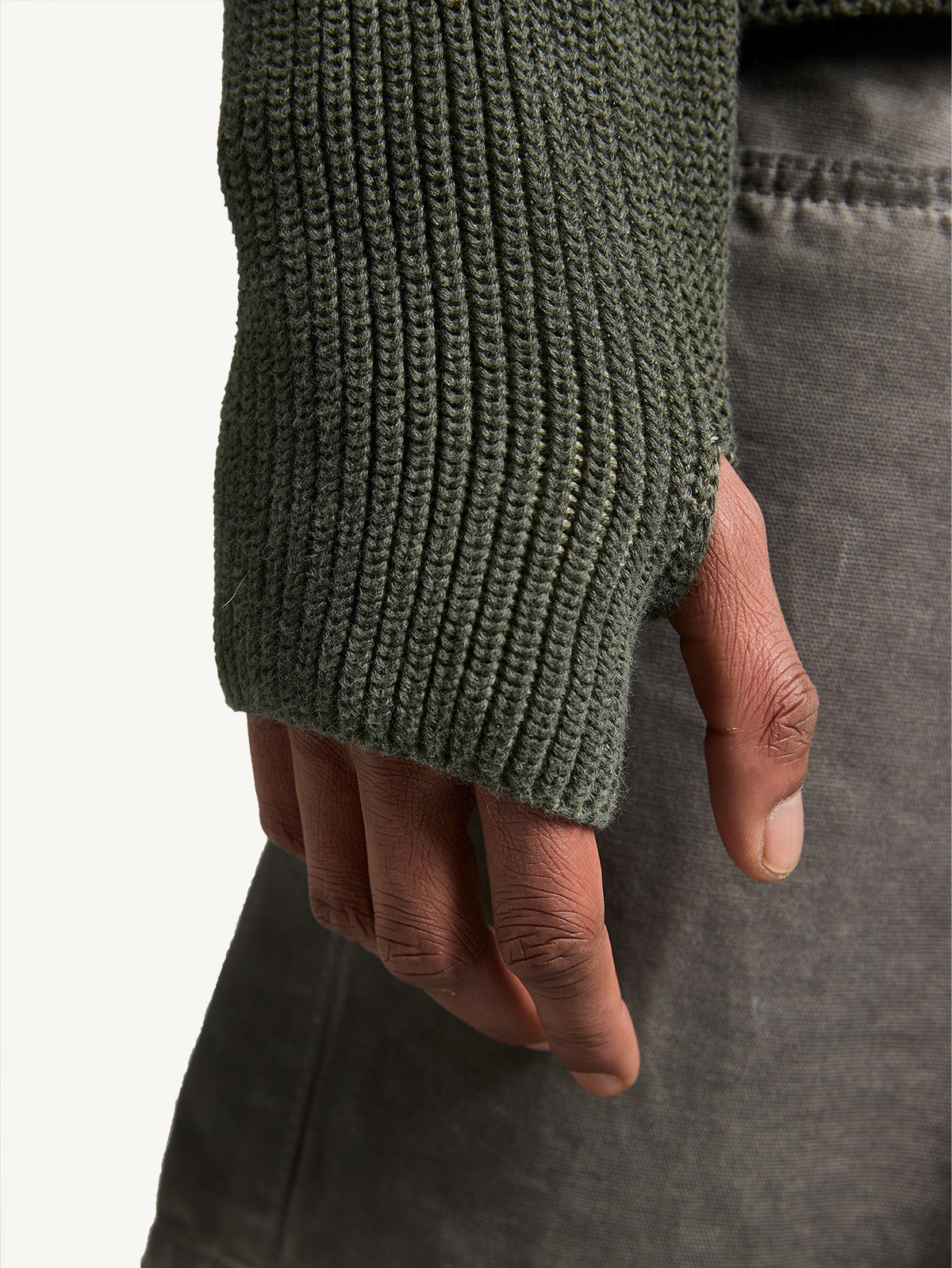 OIL WASHED KNIT HALF ZIP - GREEN