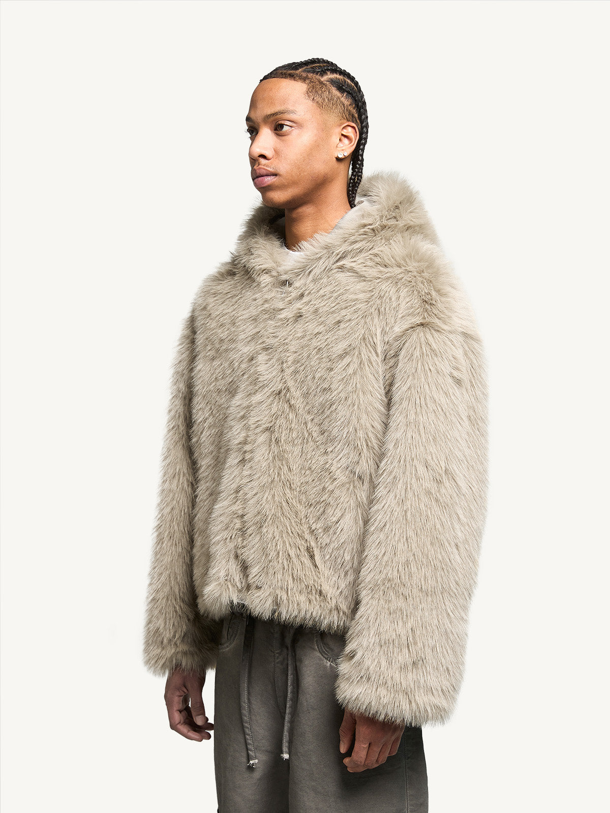 FUR ZIP JACKET - TAUPE