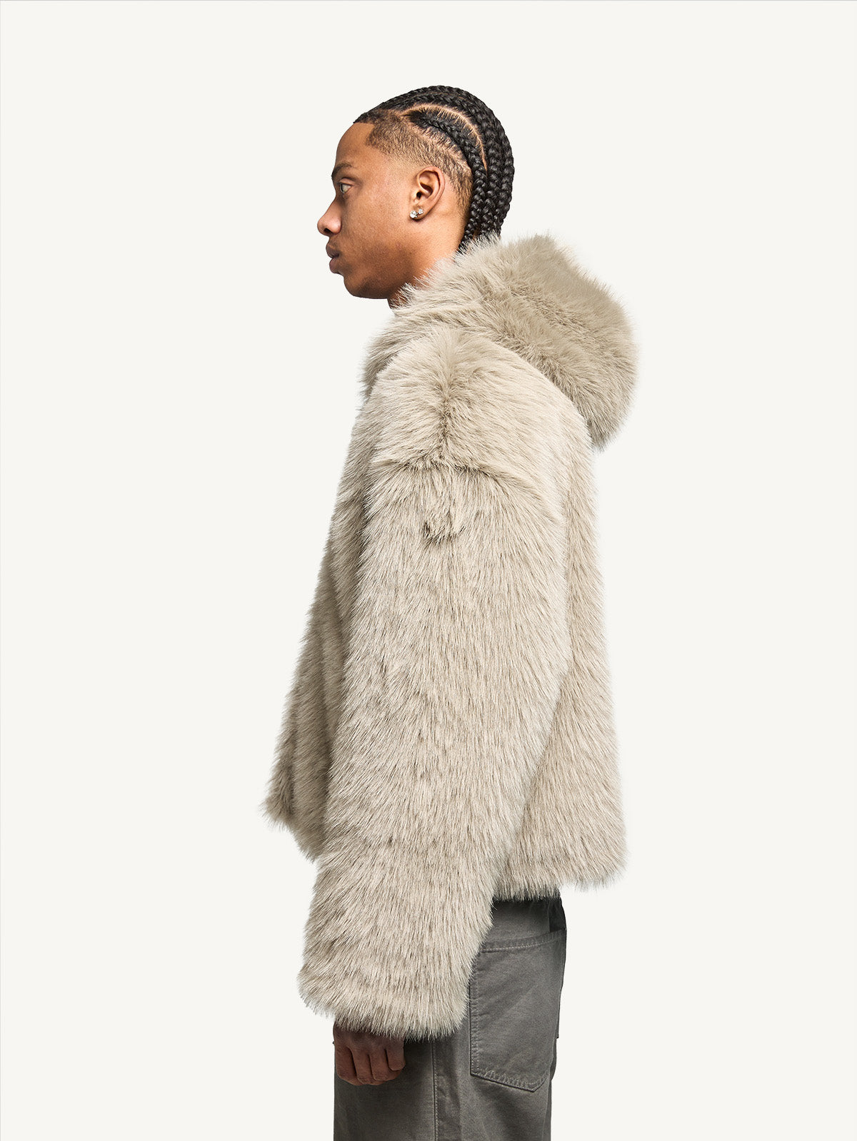 FUR ZIP JACKET - TAUPE