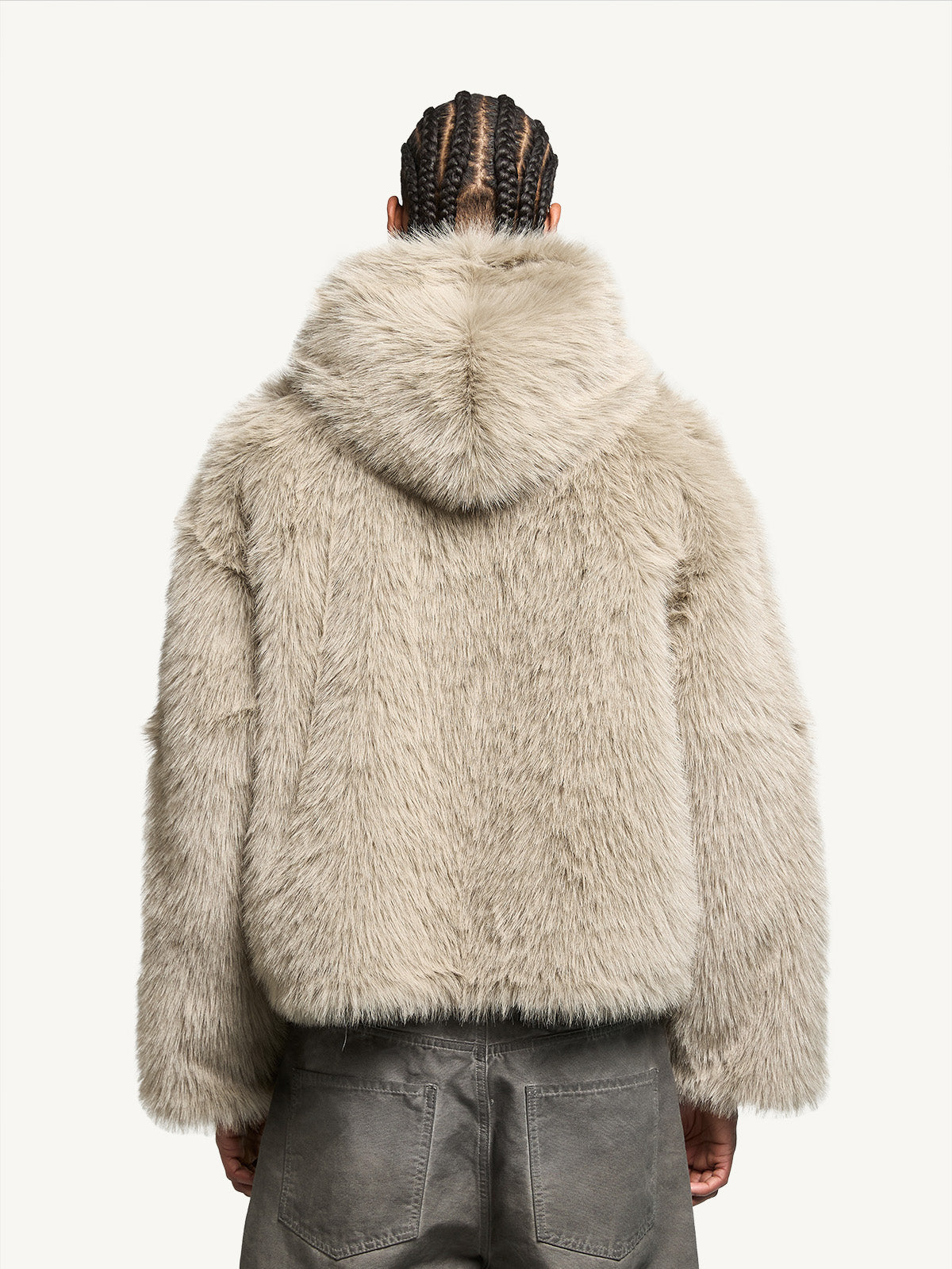 FUR ZIP JACKET - TAUPE