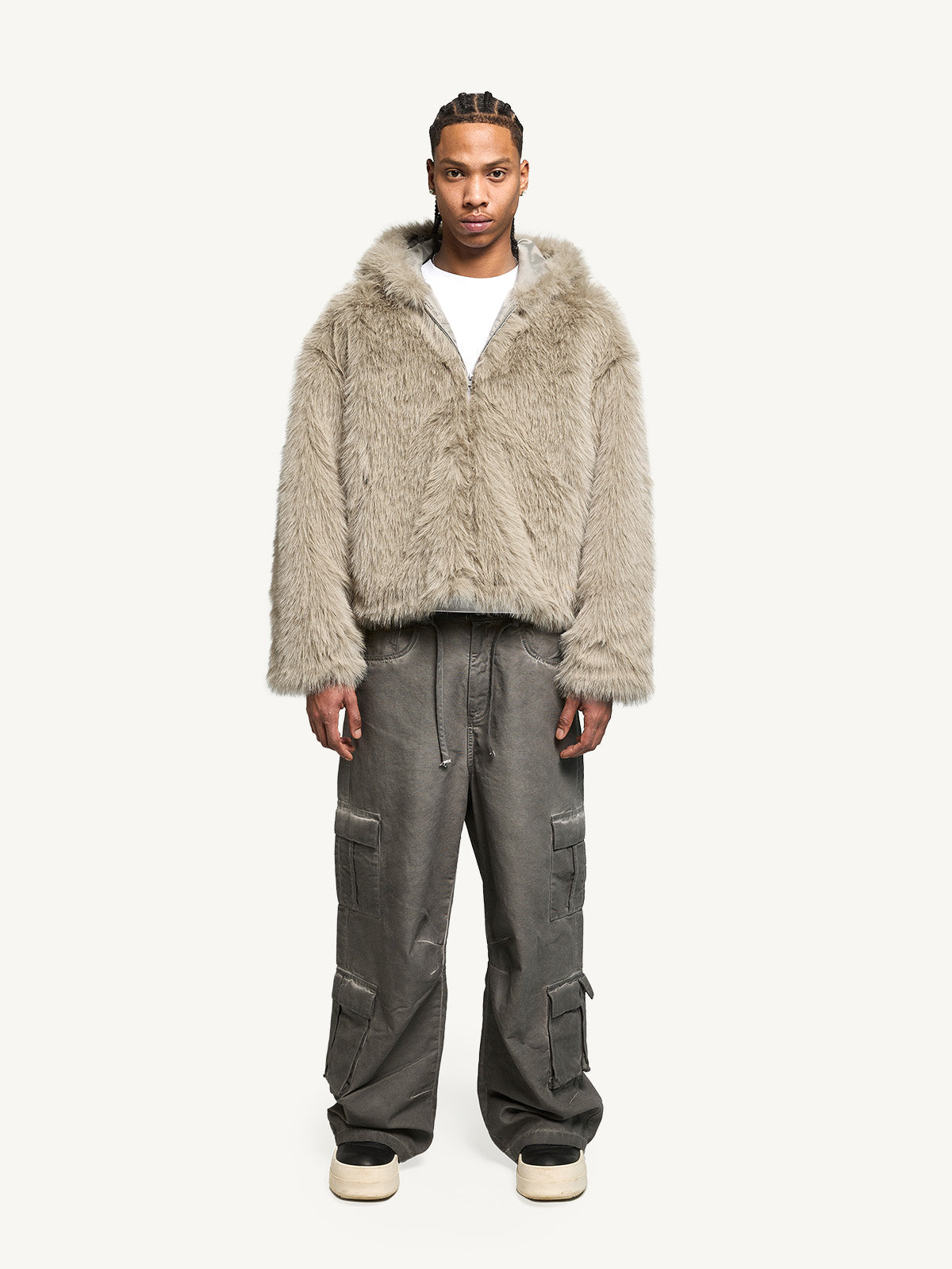 FUR ZIP JACKET - TAUPE