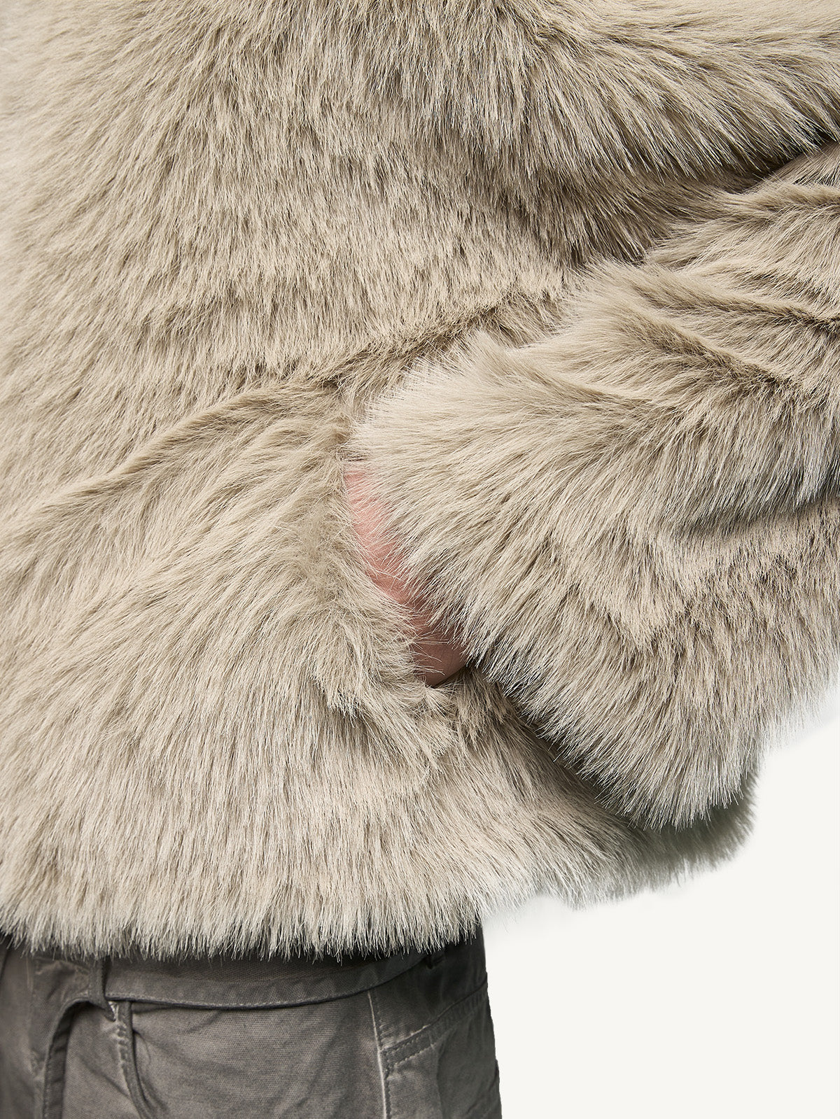 FUR ZIP JACKET - TAUPE