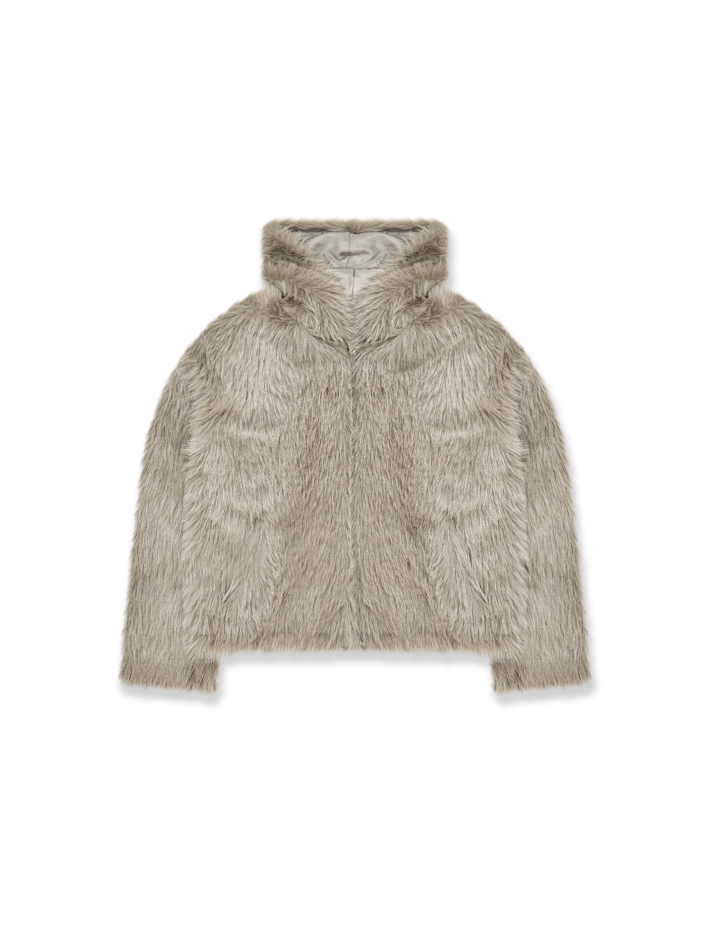 FUR ZIP JACKET - TAUPE