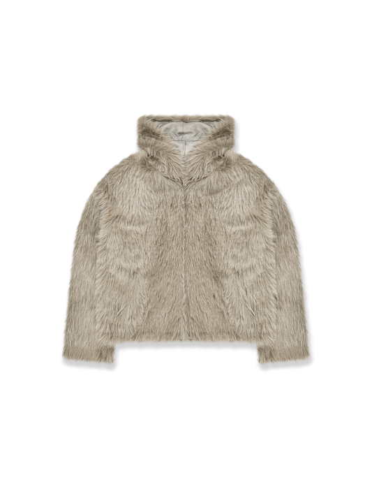 FUR ZIP JACKET - TAUPE