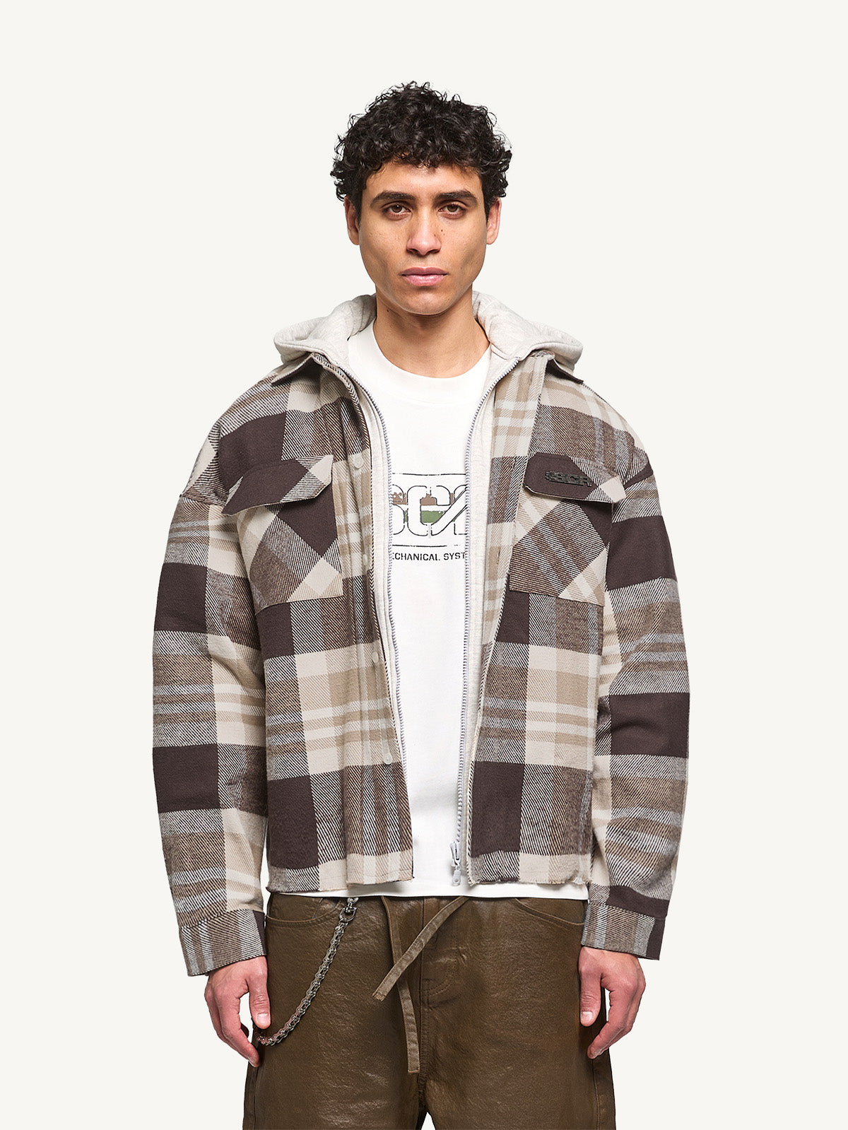 HOODED FLANNEL - WASHED BROWN