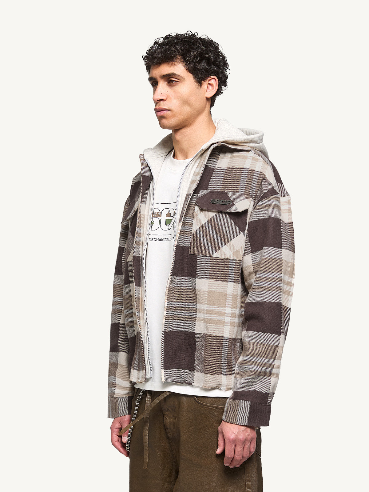 HOODED FLANNEL - WASHED BROWN