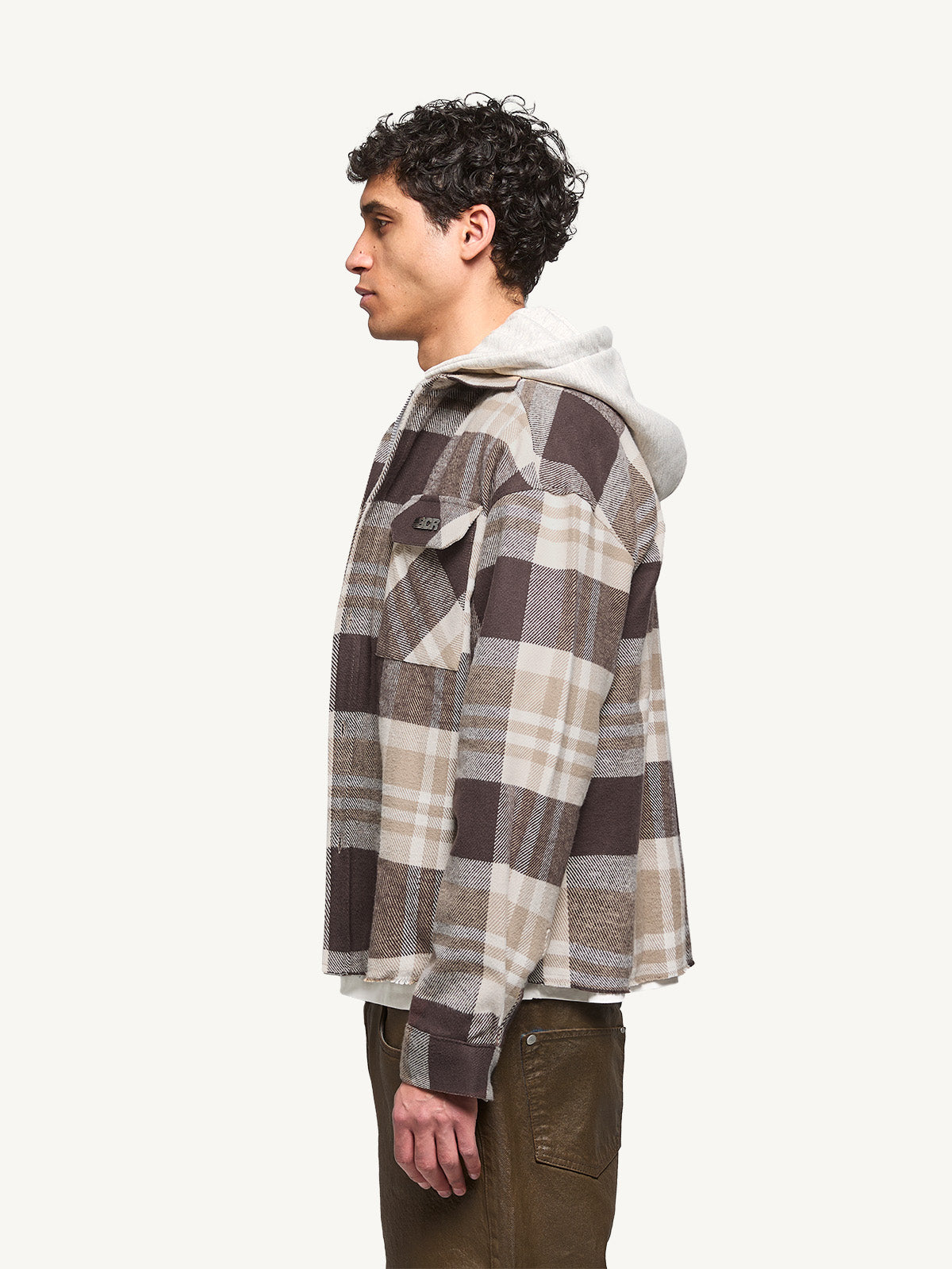 HOODED FLANNEL - WASHED BROWN