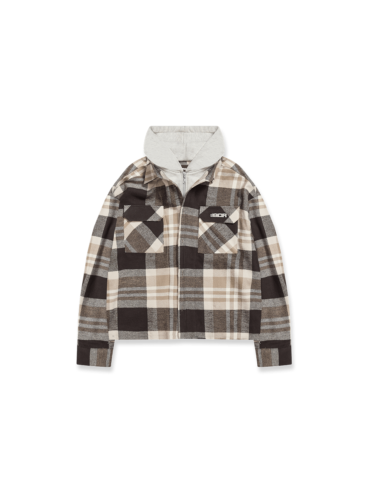 HOODED FLANNEL - WASHED BROWN