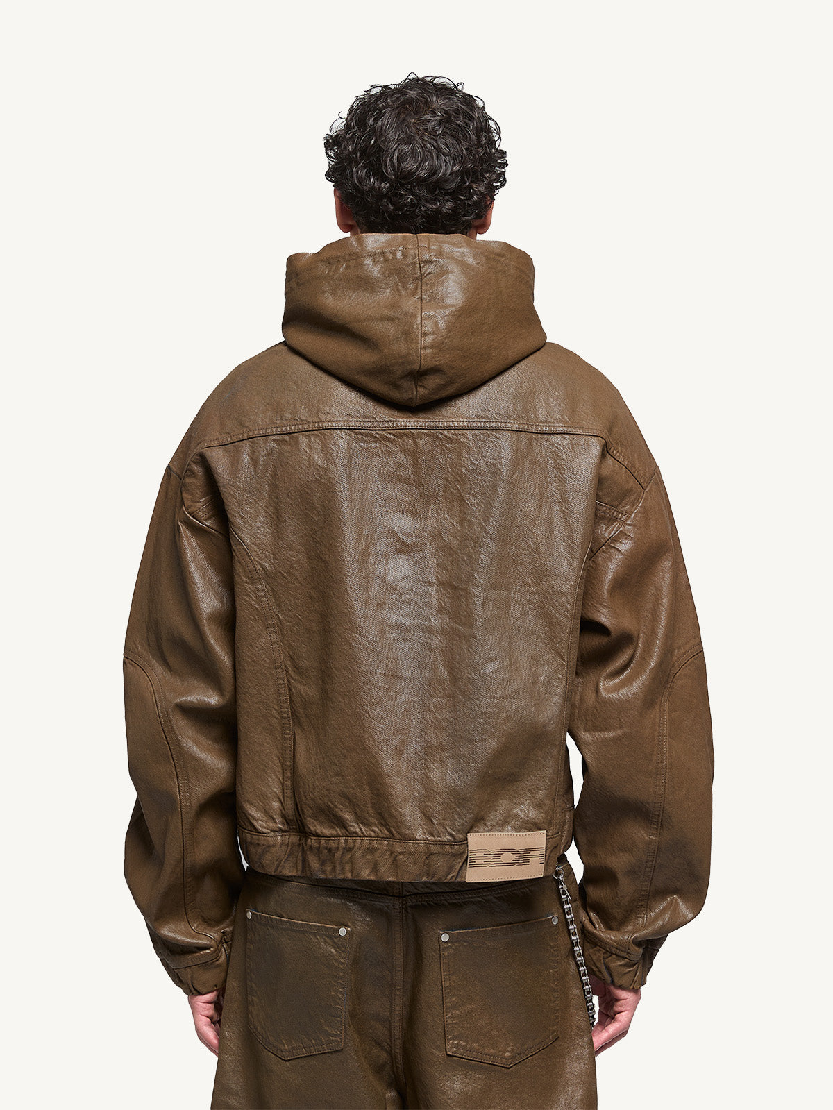 WAXED DENIM JACKET - BROWN