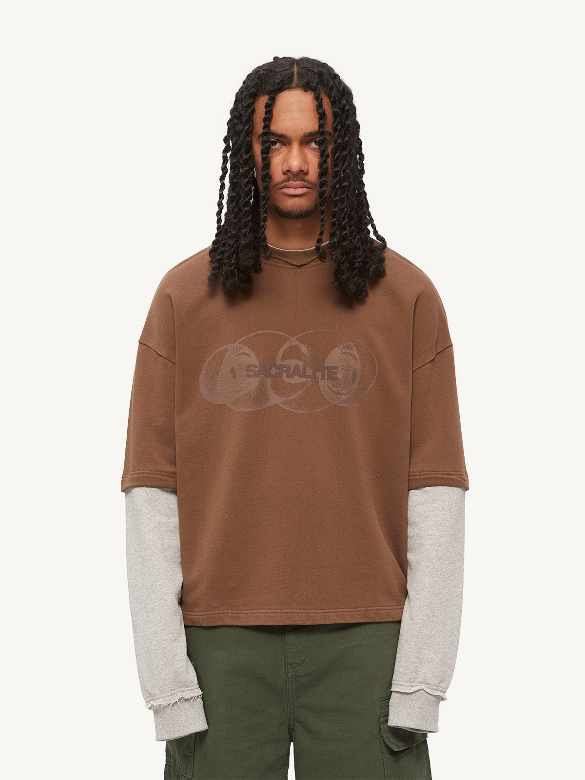 ECHOES SPLIT SWEATER - BROWN