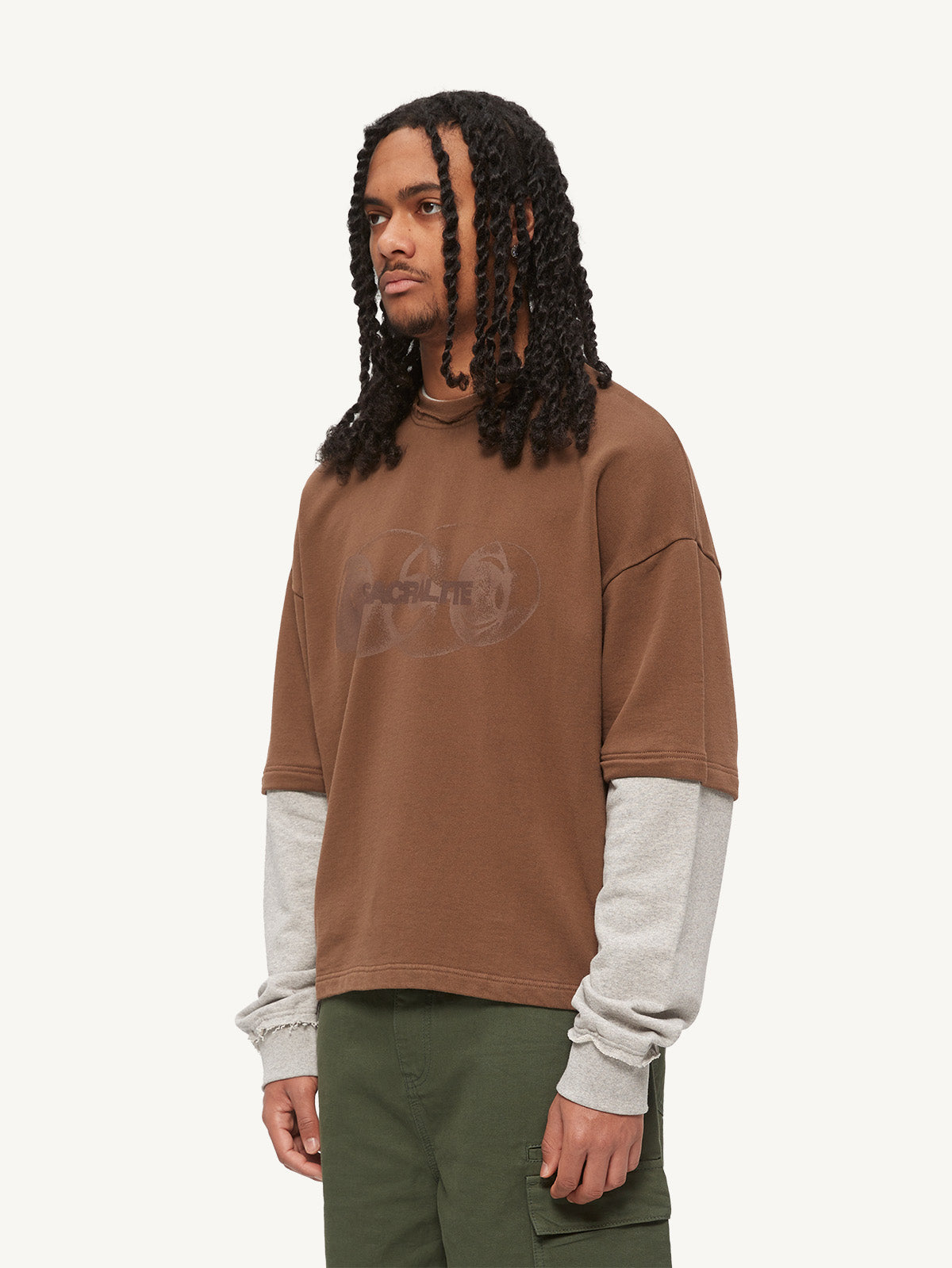 ECHOES SPLIT SWEATER - BROWN