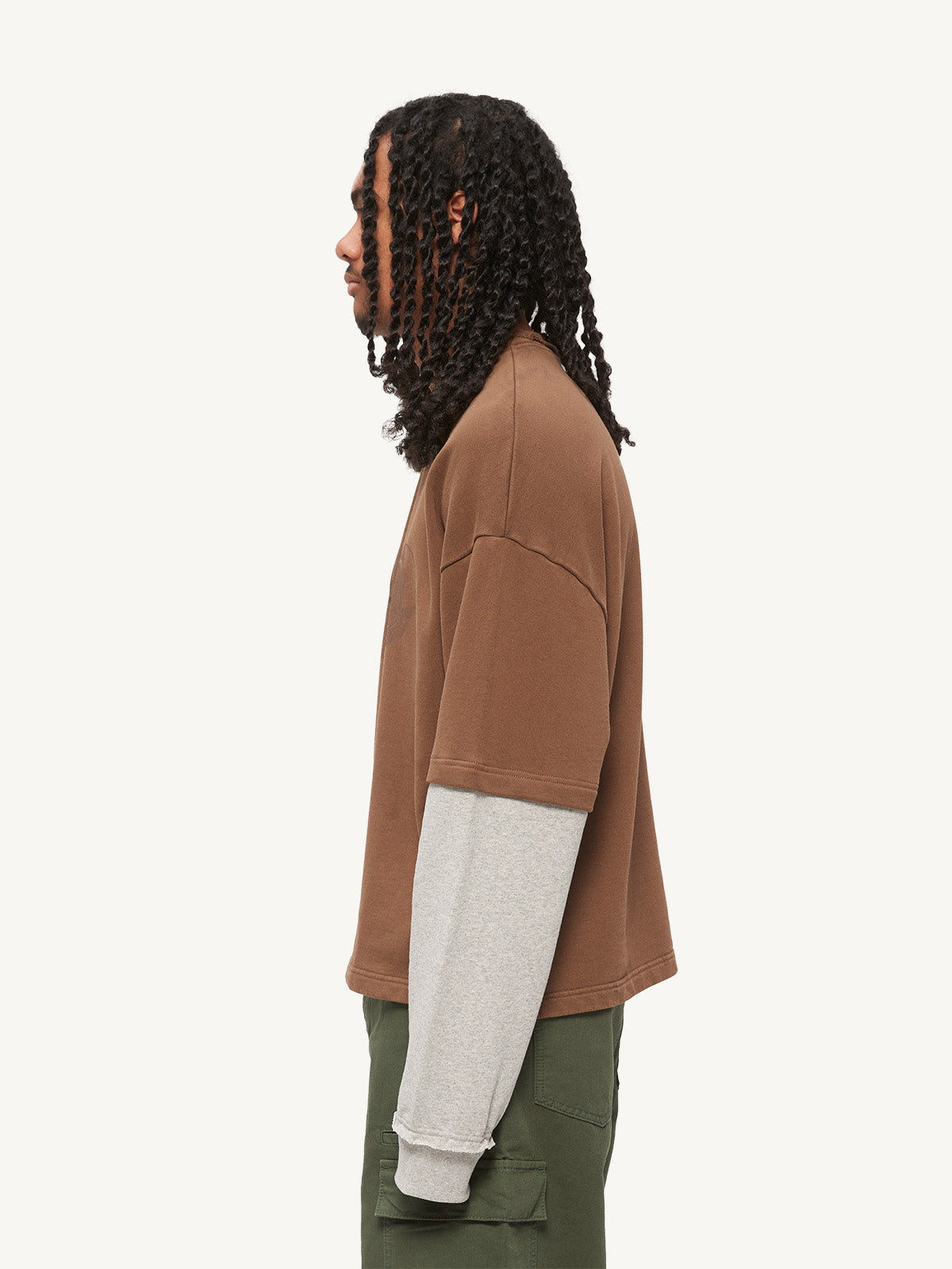 ECHOES SPLIT SWEATER - BROWN