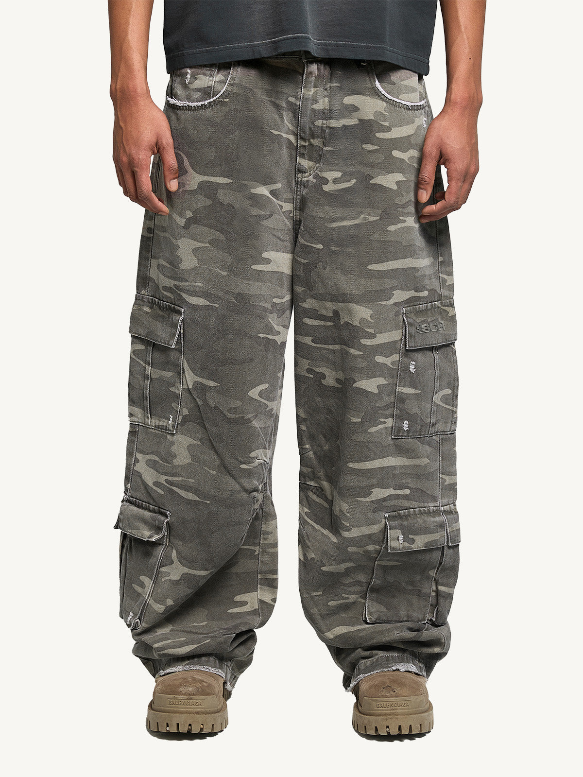 WASHED MULTIPOCKET CARGO - CAMO