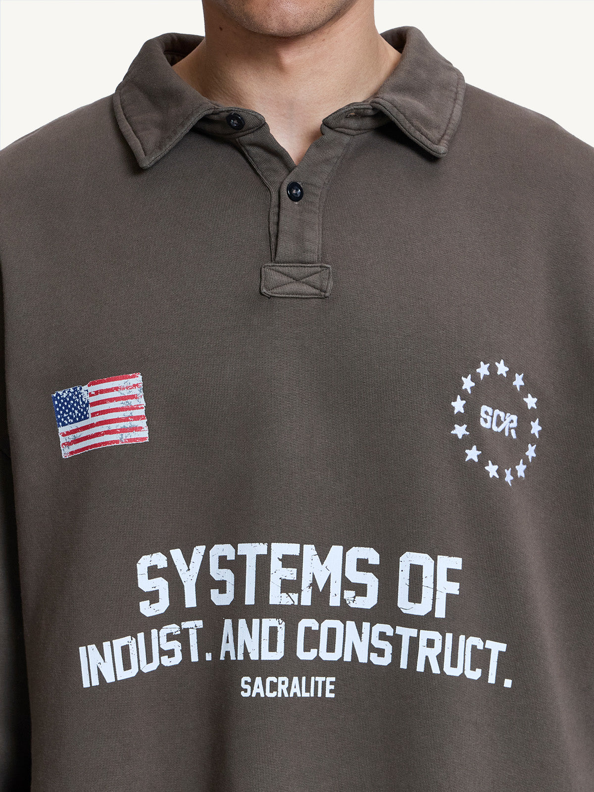 SCR POLO SWEATER - BROWN