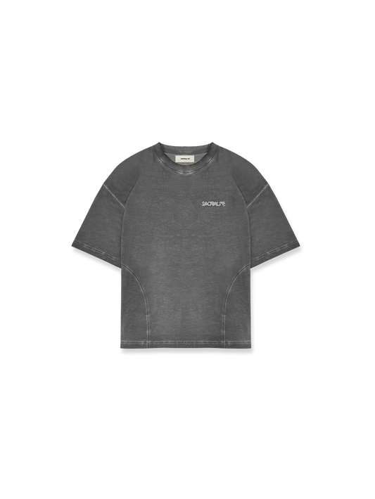 LOGO TSHIRT - GREY ACID WASHED