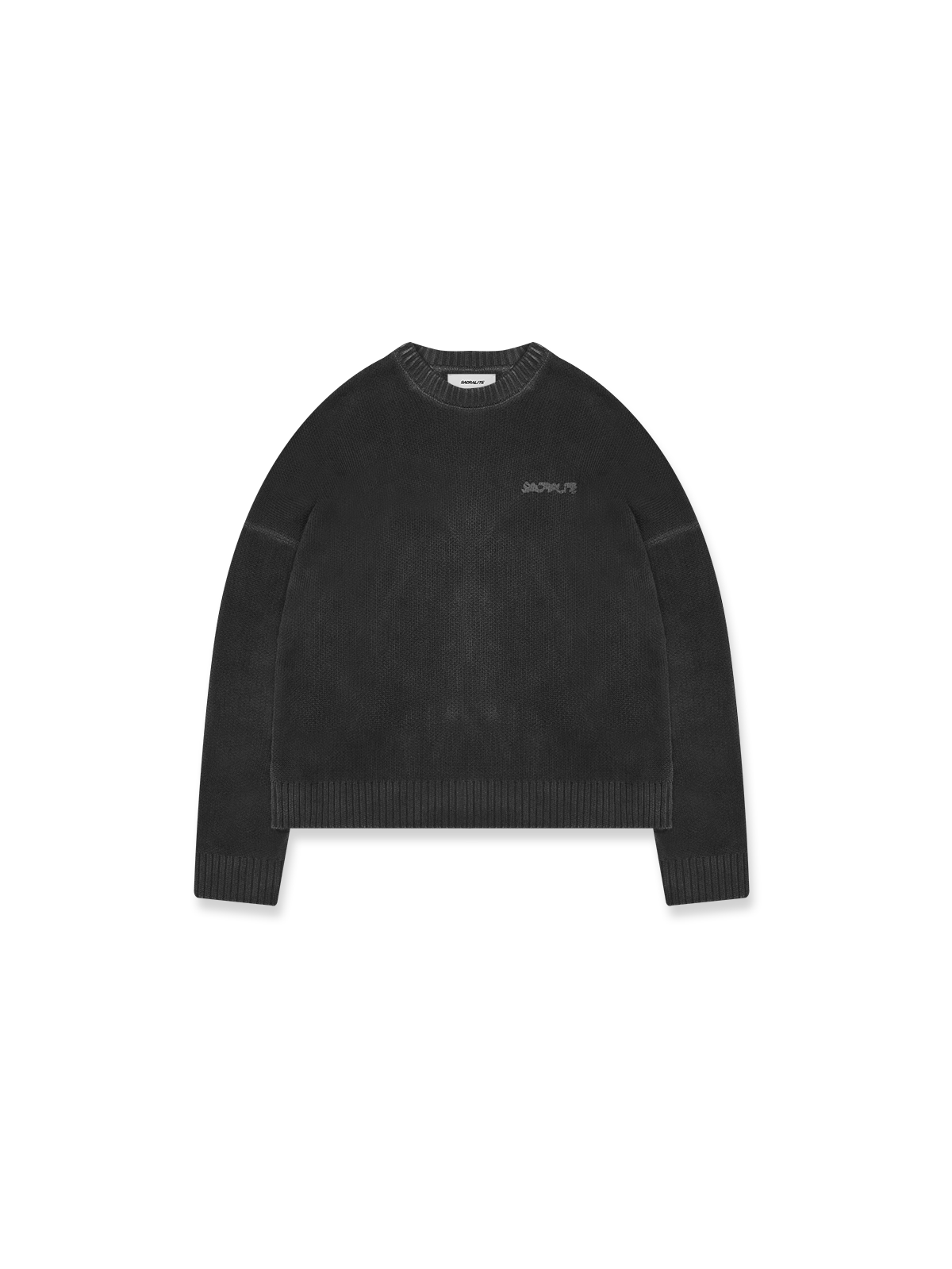 OIL WASHED KNIT SWEATER - BLACK