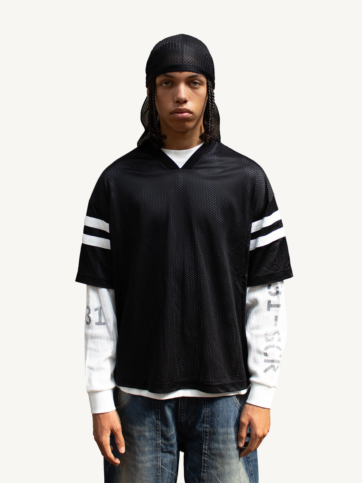 MESH WAFFLE L/S - BLACK