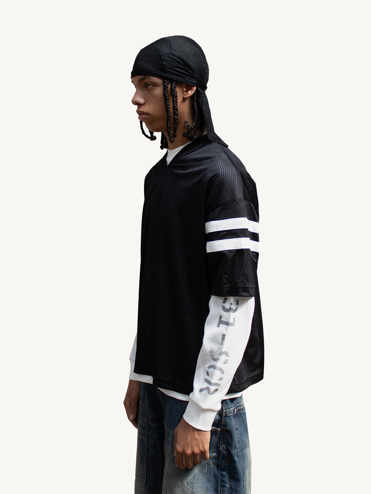 MESH WAFFLE L/S - BLACK
