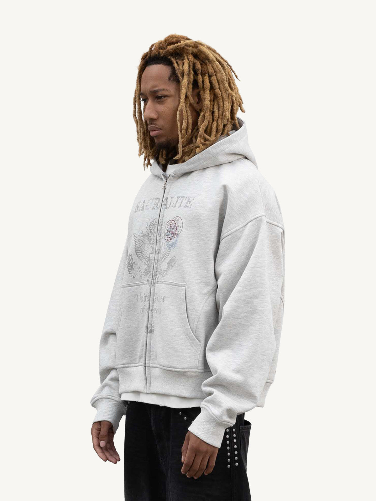 PASSPORT ZIP HOODIE - MELANGE GREY