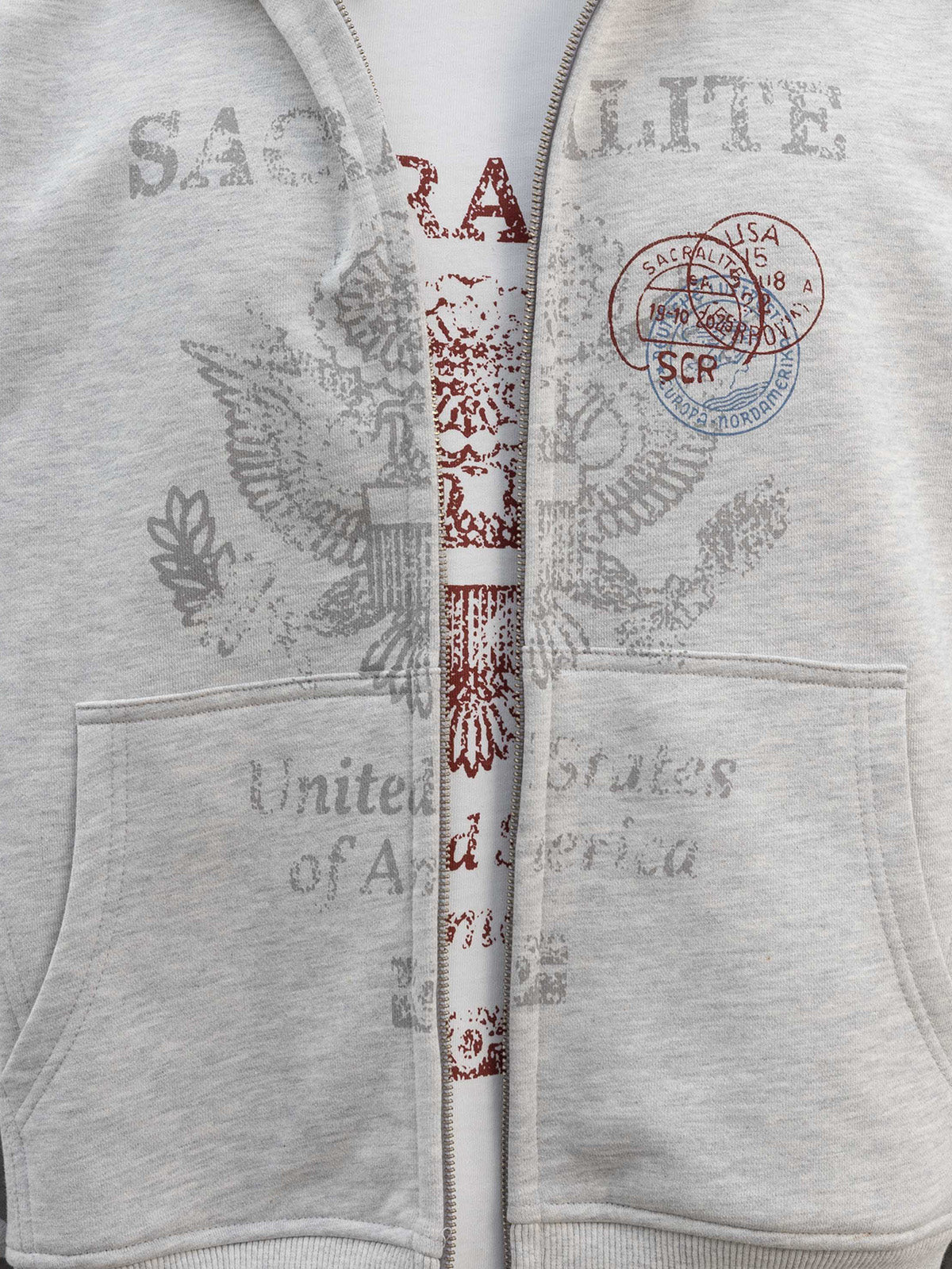 PASSPORT ZIP HOODIE - MELANGE GREY
