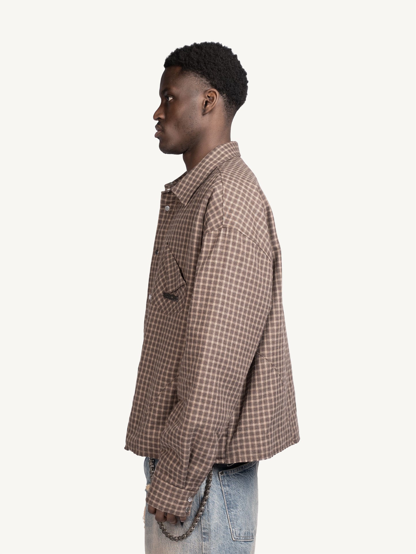 PADDED FLANNEL OVERSHIRT - BROWN