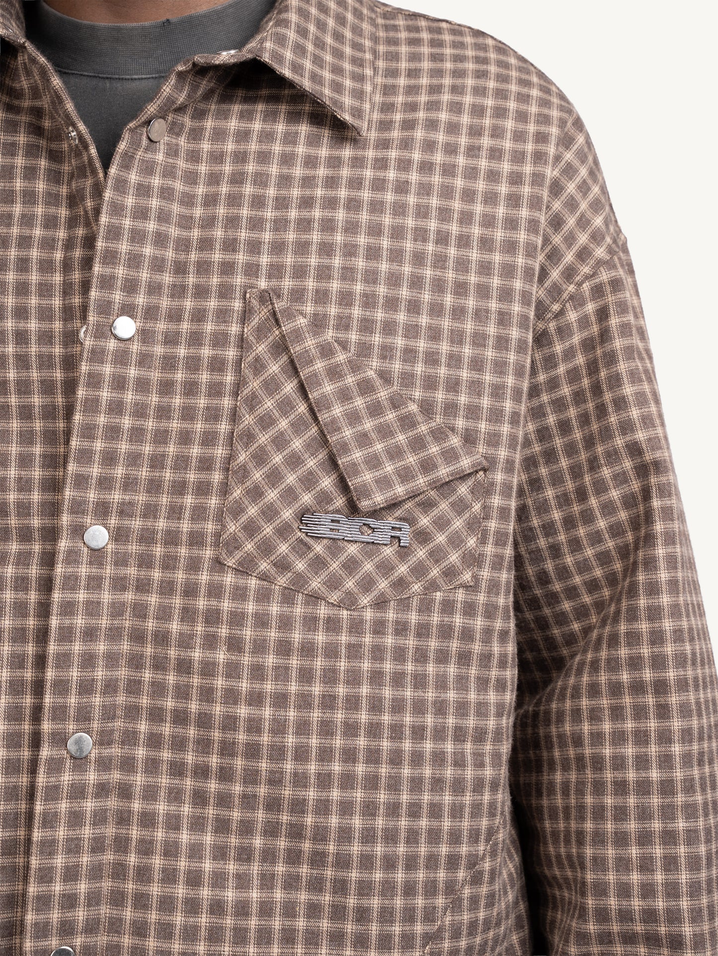 PADDED FLANNEL OVERSHIRT - BROWN
