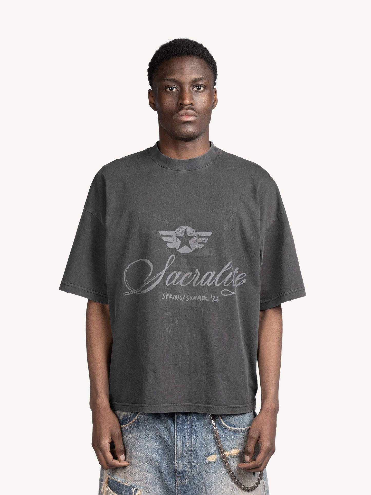 REBELLION TEE - WASHED GREY