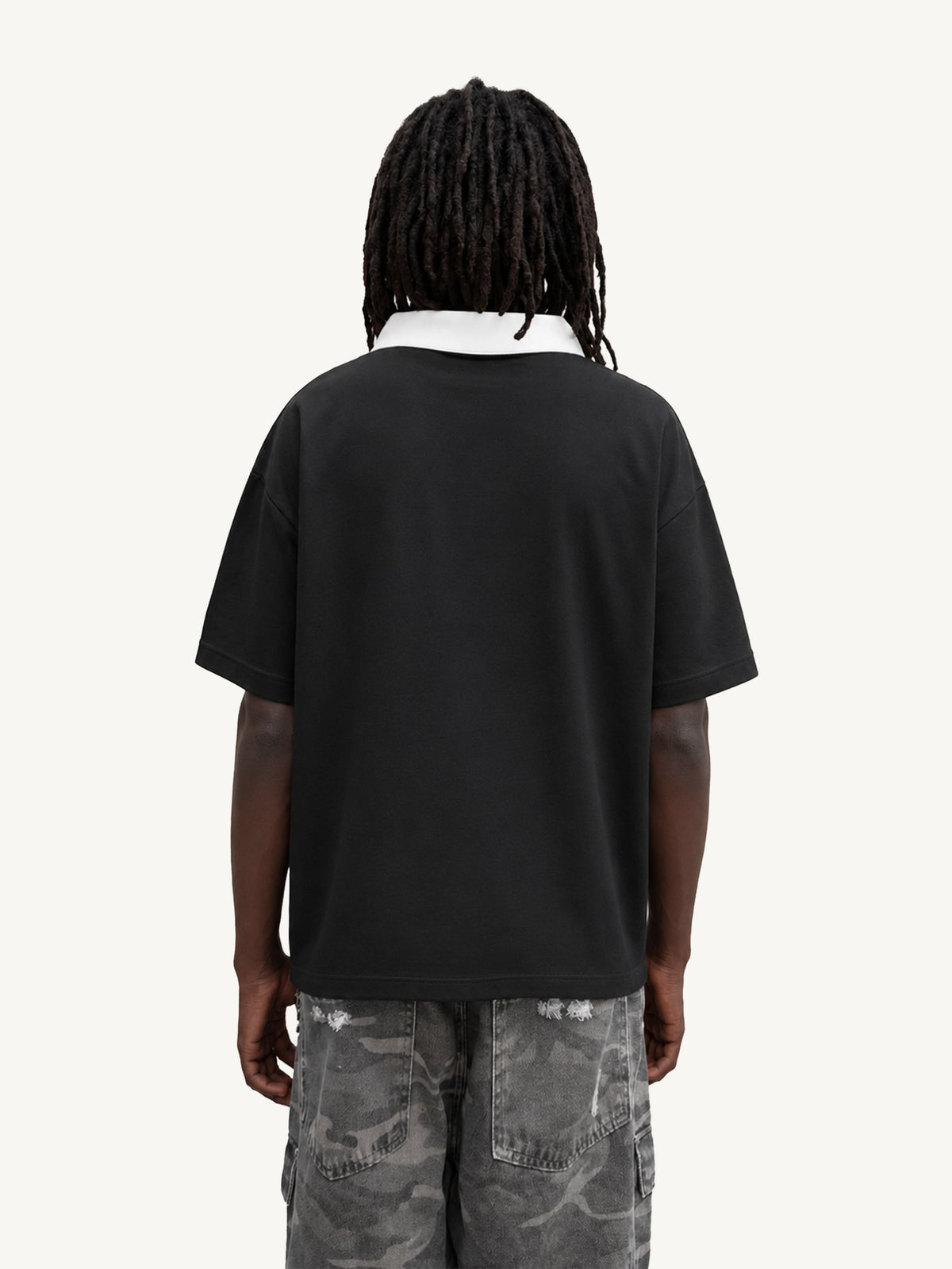 STRIPE POLO SHIRT - BLACK