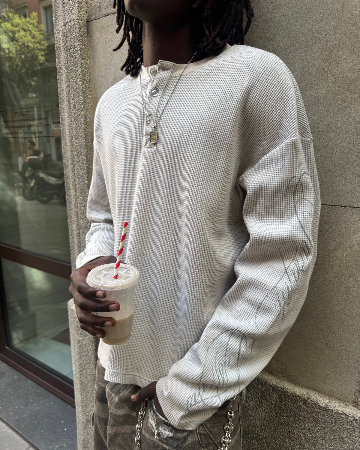 WAFFLE HENLEY L/S - GREY