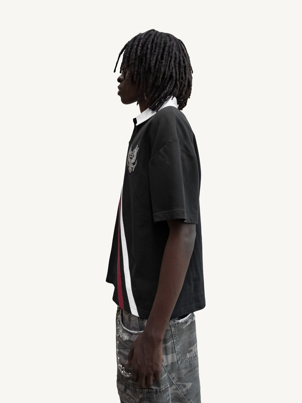 STRIPE POLO SHIRT - BLACK