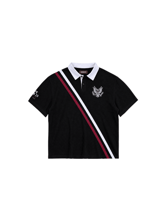 STRIPE POLO SHIRT - BLACK